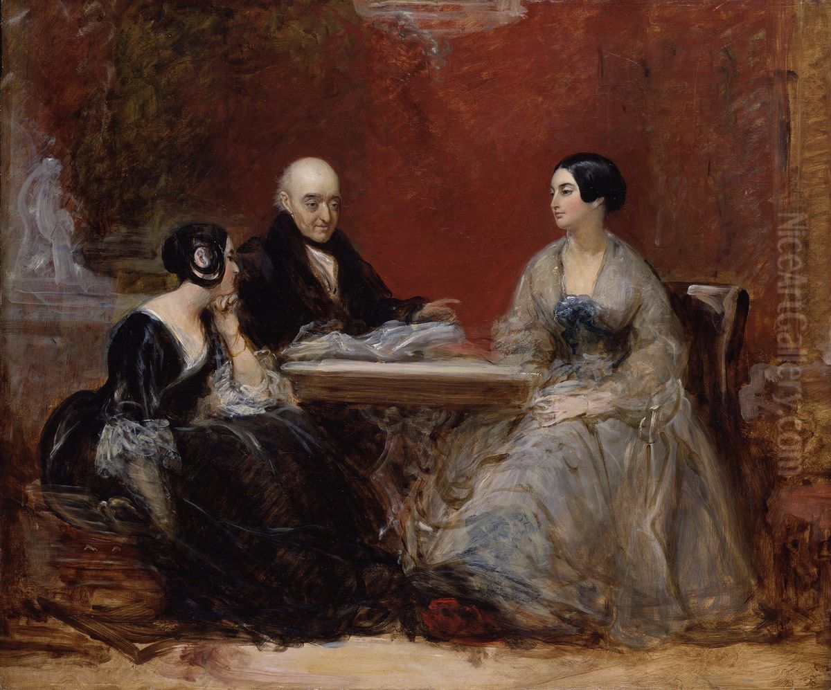 Maria-Louisa Phipps, nee Campbell, Samuel Rogers, Caroline, Lady Stirling-Maxwell Oil Painting by Frank Stone
