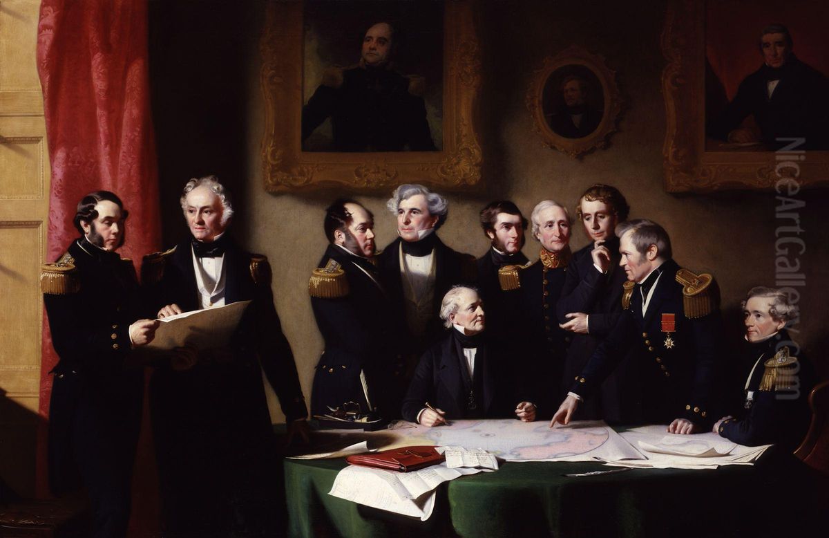 The Arctic Council planning a search for Sir John Franklin Oil Painting by Pearce, Stephen