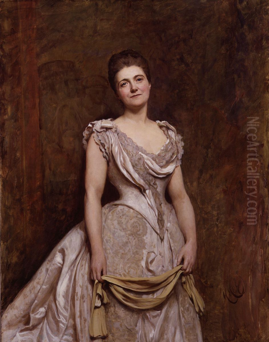 Emilia Francis (nee Strong), Lady Dilke Oil Painting by Hubert von Herkomer