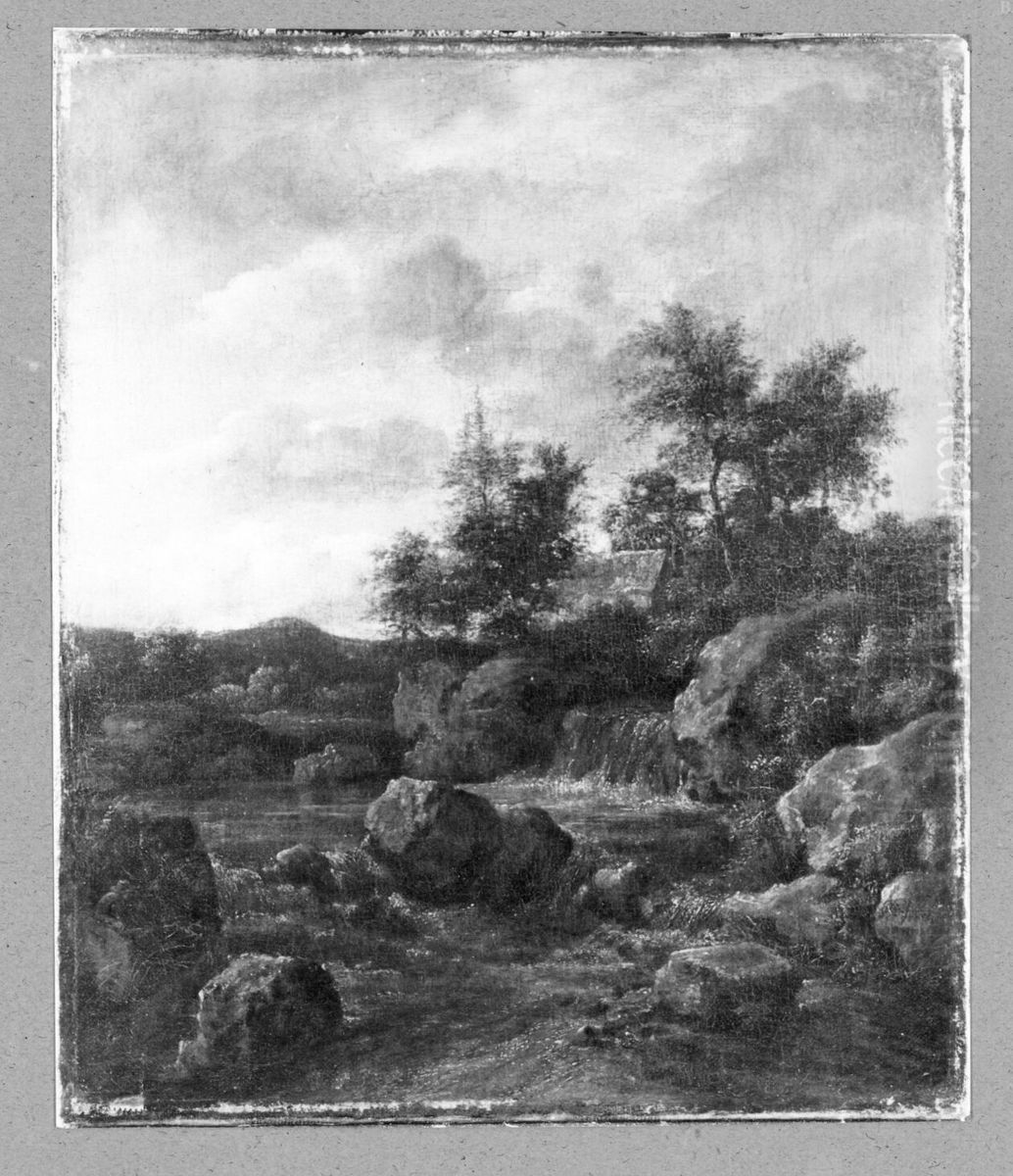 Rotslandschap met waterval Oil Painting by Jacob Van Ruisdael
