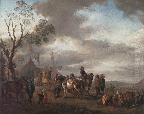 Een legerkamp Oil Painting by Philips Wouwerman