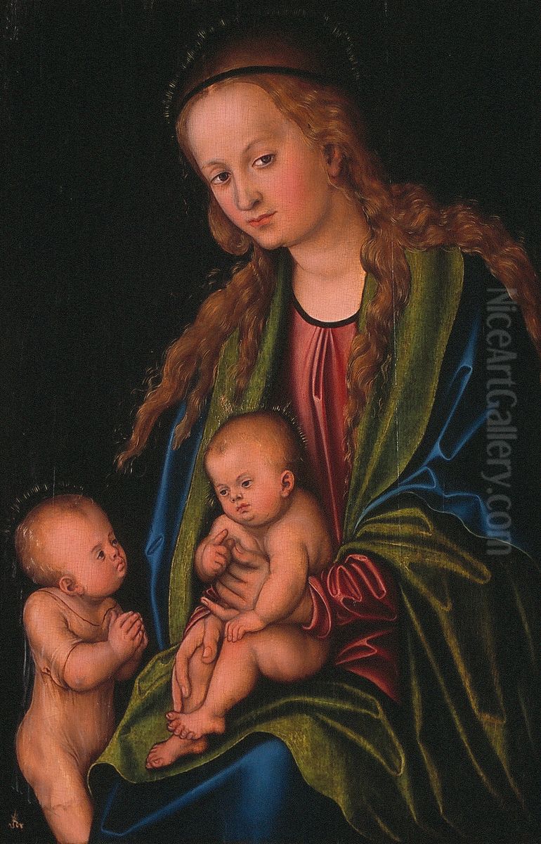 Madonna met kind en Johannes de Doper Oil Painting by Lucas Cranach the Elder
