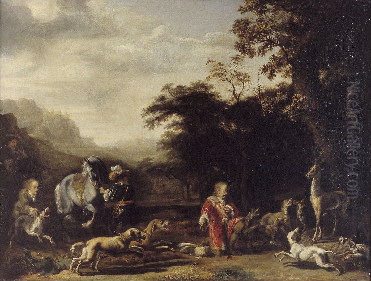 the vision of St. Eustachius Oil Painting by Abraham Danielsz. Hondius