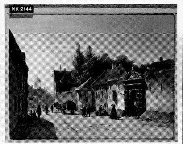 The Springweg in Utrecht Oil Painting by Adrianus Eversen