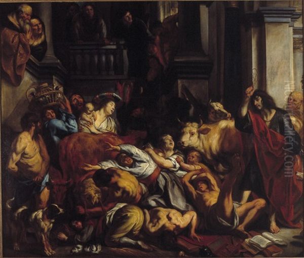 De verdrijving uit de tempel Oil Painting by Jacob Jordaens