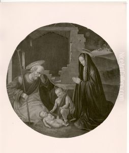 De madonna in aanbidding voor Christus met Jozef en Johannes