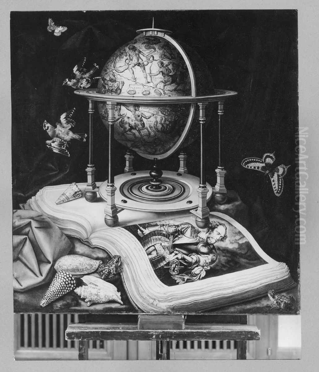 Stilleven met boek en hemelglobe Oil Painting by Carstian Luyckx