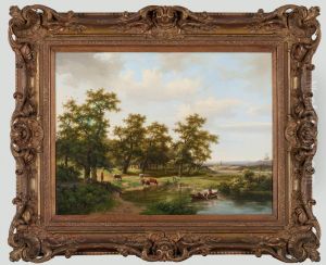 Bosachtig landschap met plas