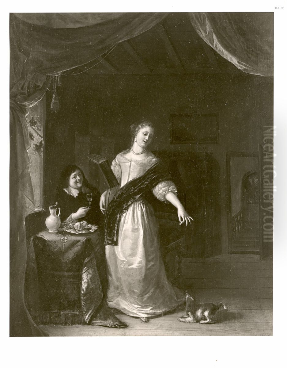 interior with figures Oil Painting by Jan Verkolje