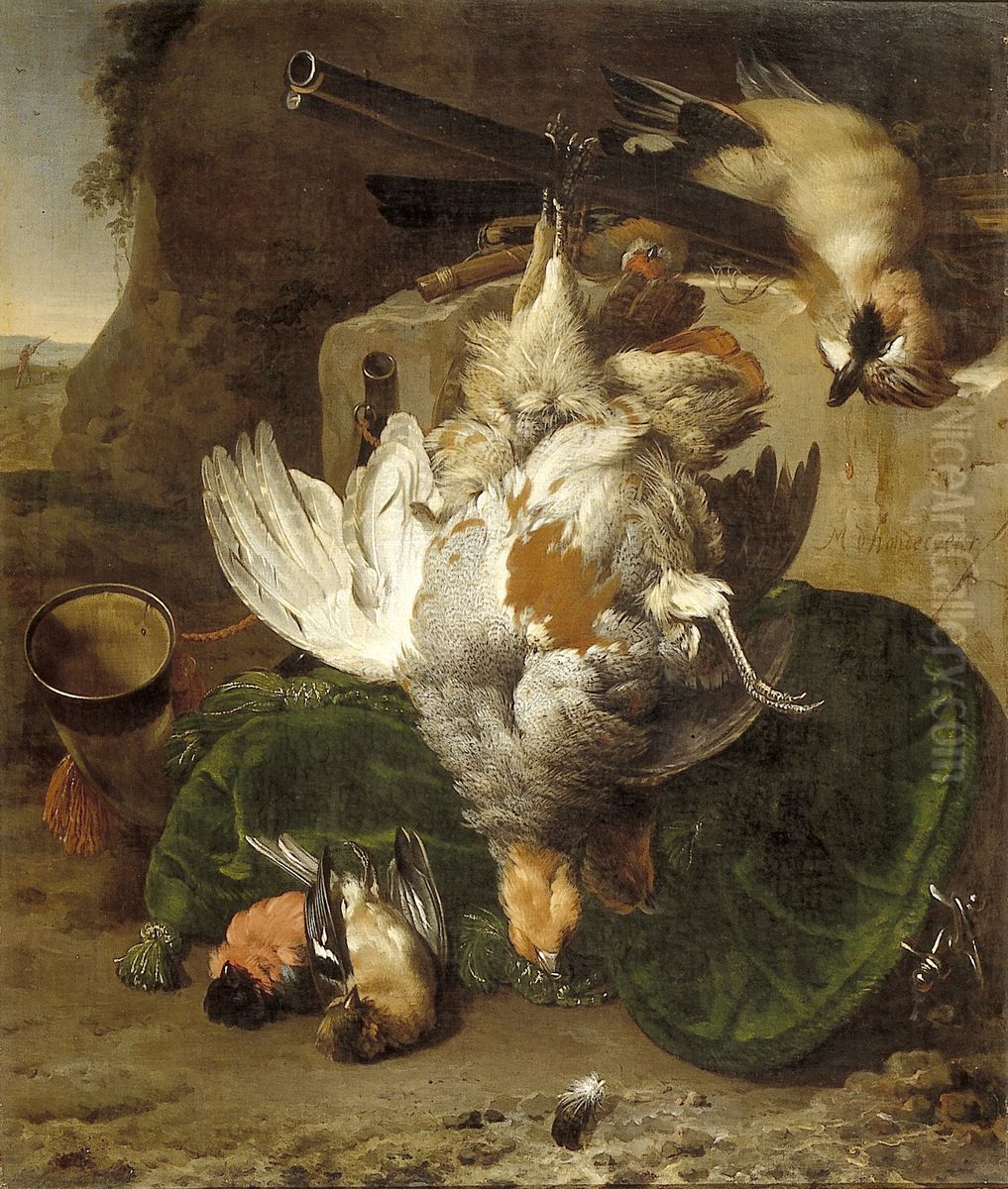 Jagdstillleben mit erlegten Vogeln Oil Painting by Melchior D'Hondecoeter