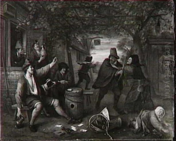 Peasants Quarrelling over Cards Oil Painting by Jan Steen