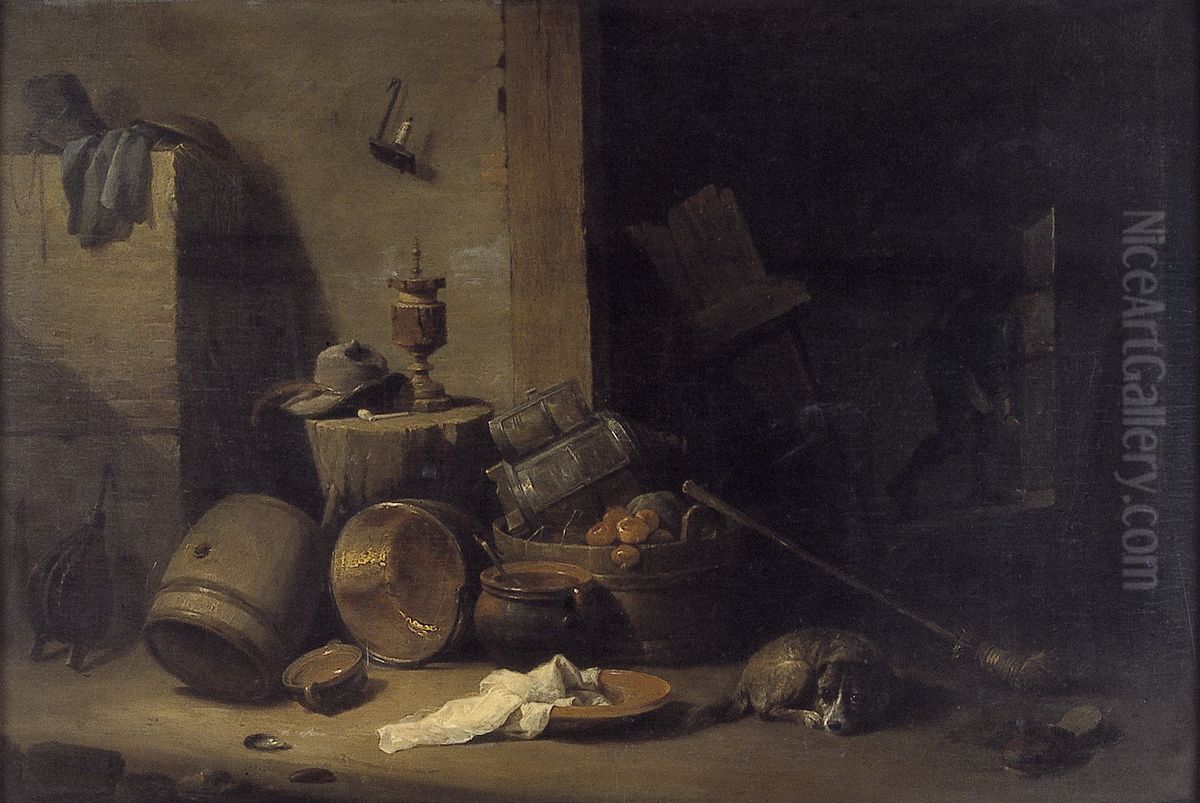 Kitchen - piece Oil Painting by David Teniers the Younger