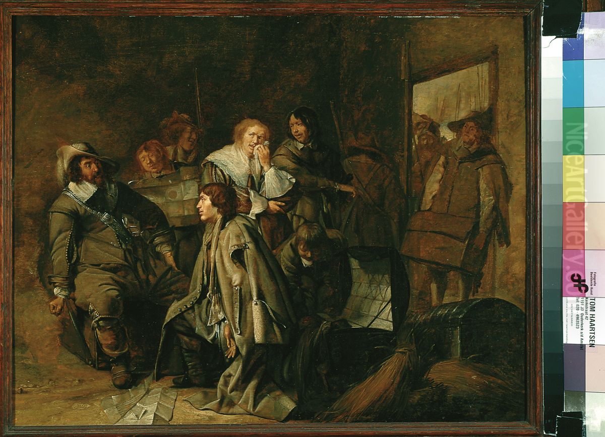Soldiers ransacking a house Oil Painting by Pieter Codde