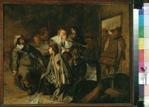 Soldiers ransacking a house