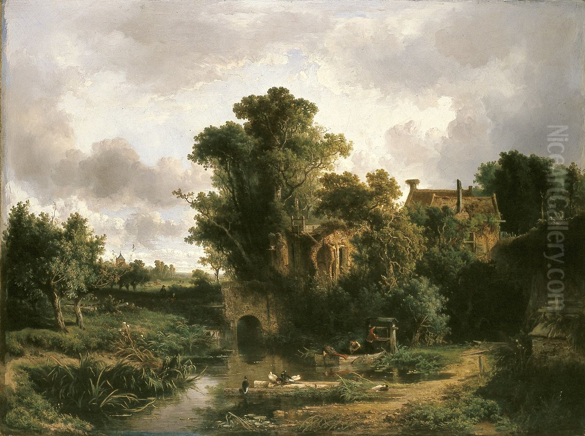 Landschap met ruine Oil Painting by Johannes Warnardus Bilders