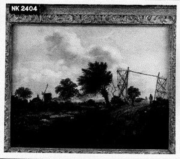 Landschap met zandweg, poort en bleekveld Oil Painting by Nicolaes Molenaer