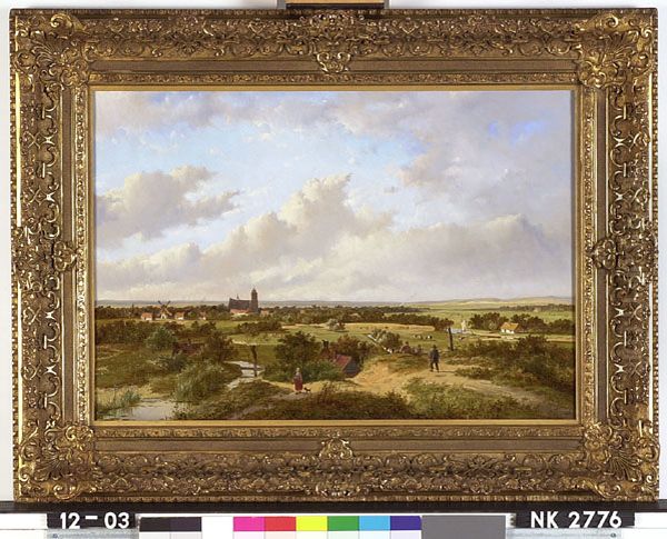 Gezicht op het strand bij Scheveningen Oil Painting by Andreas Schelfhout