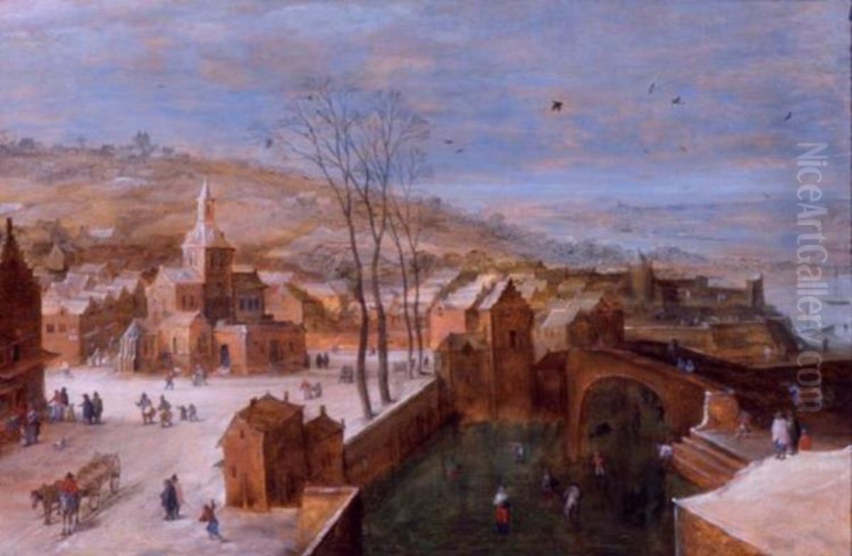 Stadsgezicht in de winter Oil Painting by Joos de Momper the Younger