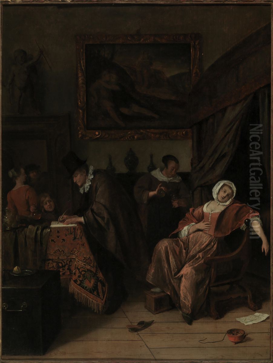 Doktersbezoek. Oil Painting by Jan Steen