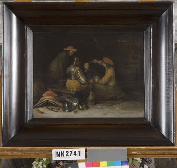 Interieur met kaartspelende soldaten Oil Painting by Gerard Ter Borch