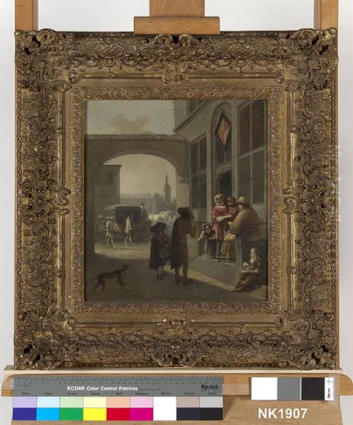 Straattafereel Oil Painting by Job Adriaenszoon Berckheyde