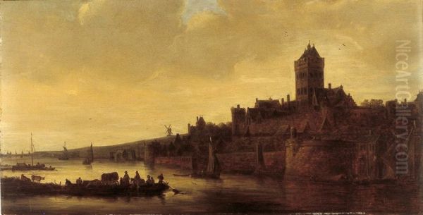 Gezicht op het Valkhof te Nijmegen Oil Painting by Jan van Goyen
