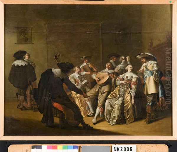 Musicerend gezelschap in een interieur Oil Painting by Anthonie Palamedesz. Musicerend gezelschap in een interieur Oil Painting by Anthonie Palamedesz.