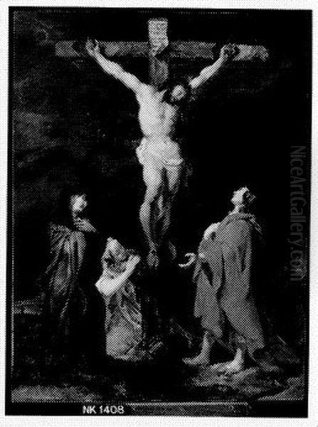 Christus aan het kruis met Maria, Maria Magdalena en Johannes de Evangelist Oil Painting by (studio of) Rubens, Peter Paul