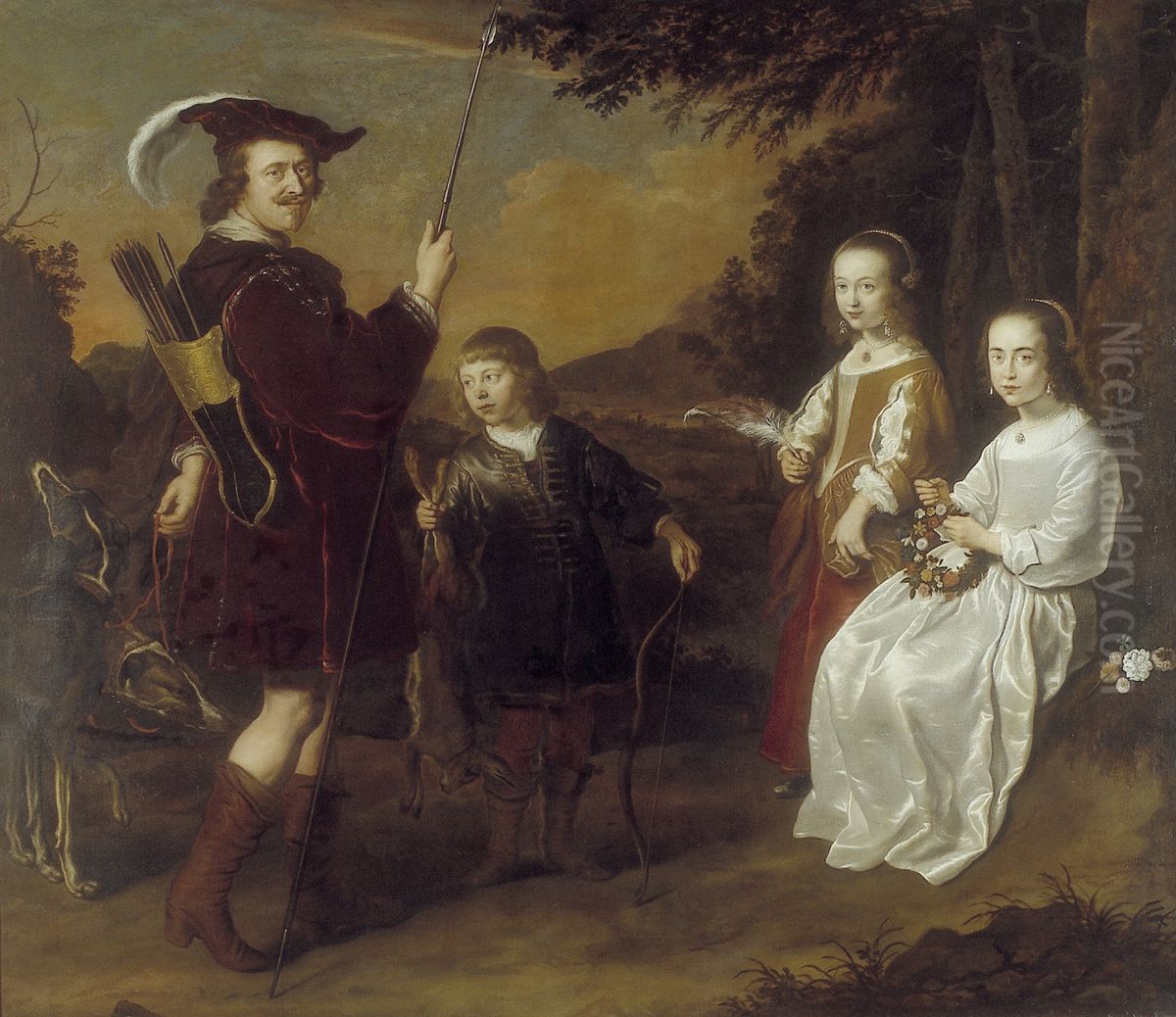 Pieter Coenen (1586-1637) en zijn kinderen Johan, Catharina en Geertuyd Oil Painting by Salomon Koninck