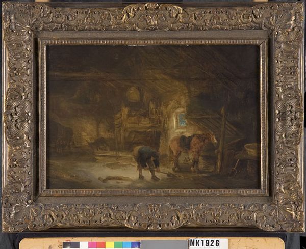 Barn interior with peasant and horse Oil Painting by Isaac Van Ostade