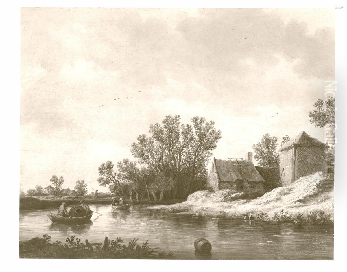 cottage near river Oil Painting by Pieter de Neyn