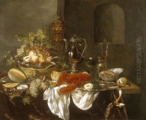 Still Life with Gilt Cup, Silver Ewer and Lobster