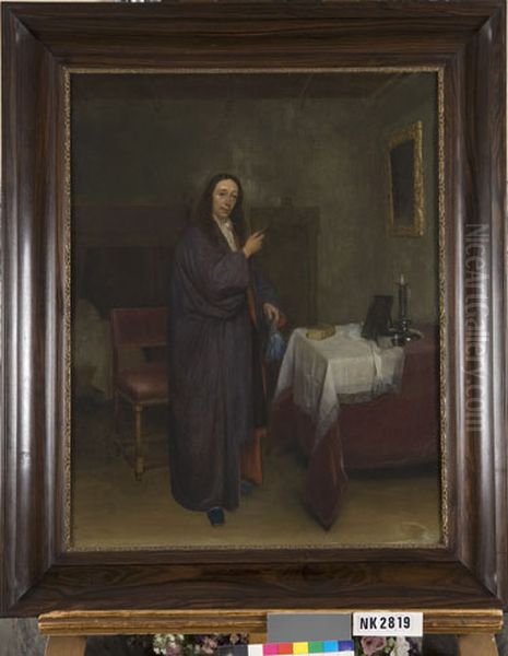 Portrait of a Man holding a Letter Oil Painting by Gerard Ter Borch