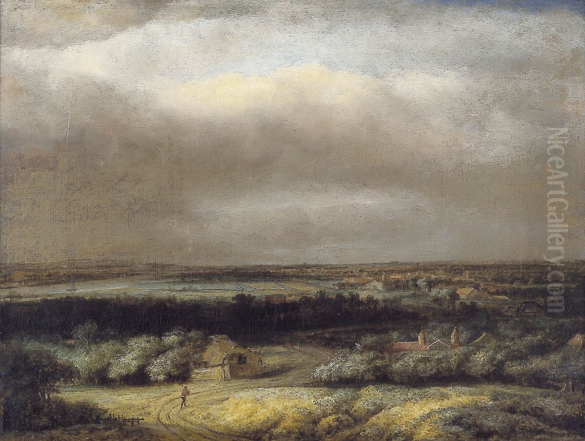 Extensive landscape with traveller Oil Painting by Philips Koninck
