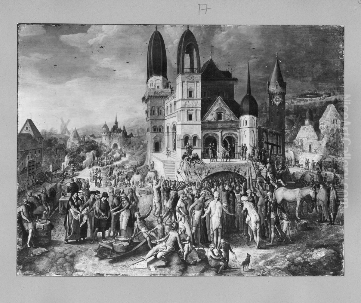 Stadsgezicht met Ecce Homo Oil Painting by Pieter Aertsen