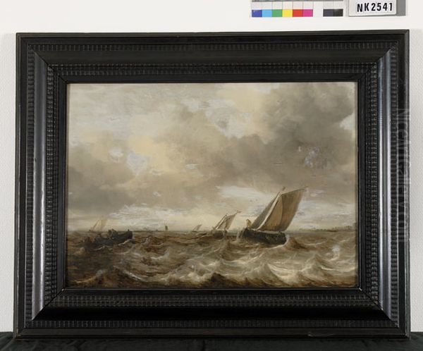 Schepen op ruwe zee Oil Painting by Abraham Van Beijeren