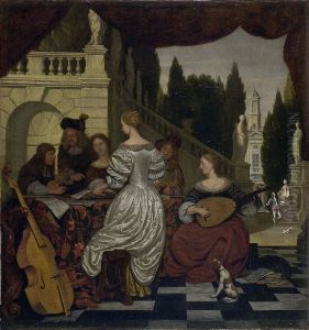 Musical company on a terrace