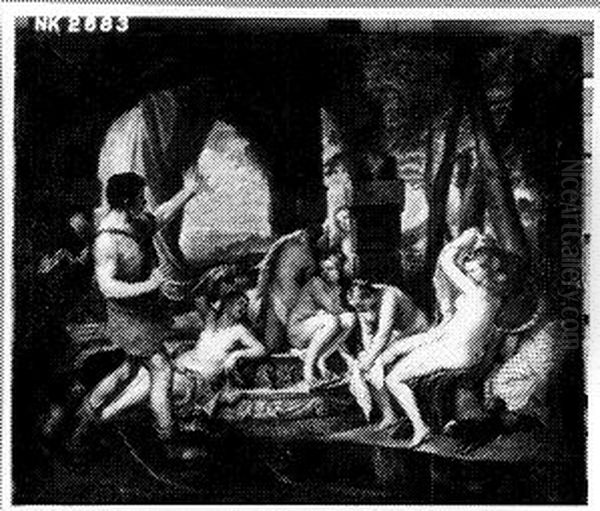 Diana en Actaeon Oil Painting by Titian