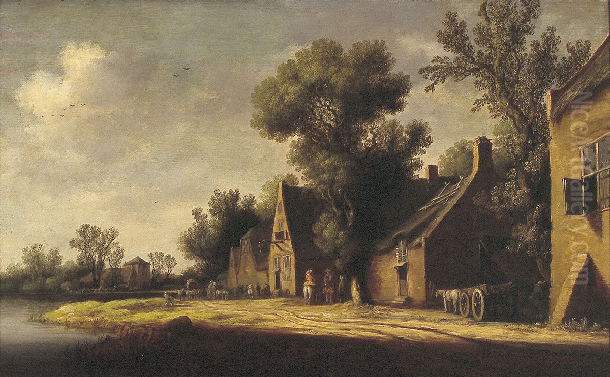 Village near river Oil Painting by Pieter de Neyn