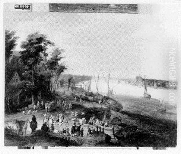 Riverview Oil Painting by Jan Brughel