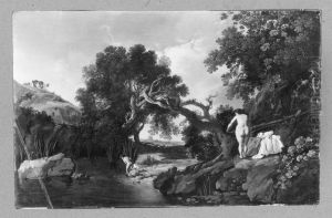 Flusslandschaft mit badenden Frauen (Hermaphroditus und Salmacis)