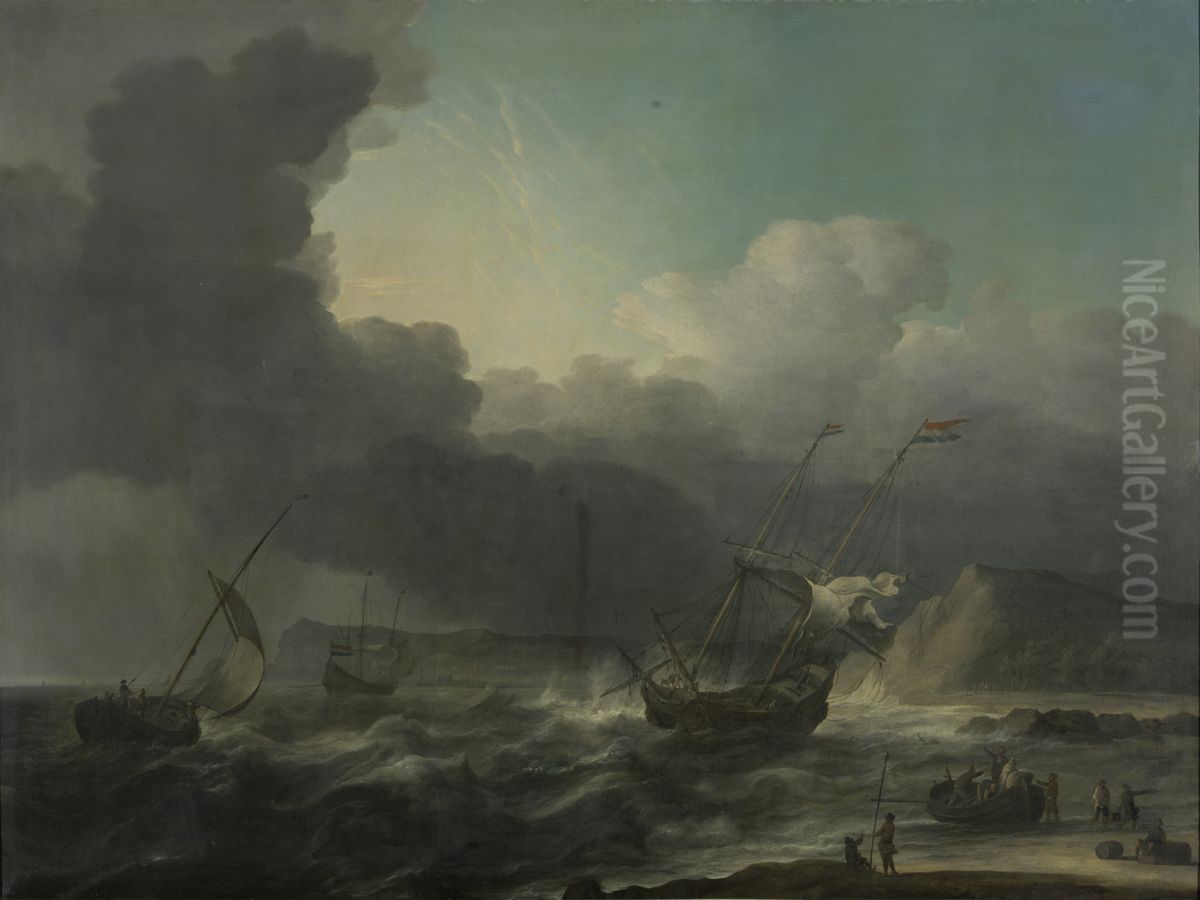 marine landscape Oil Painting by Jan Theunisz Blanckerhoff
