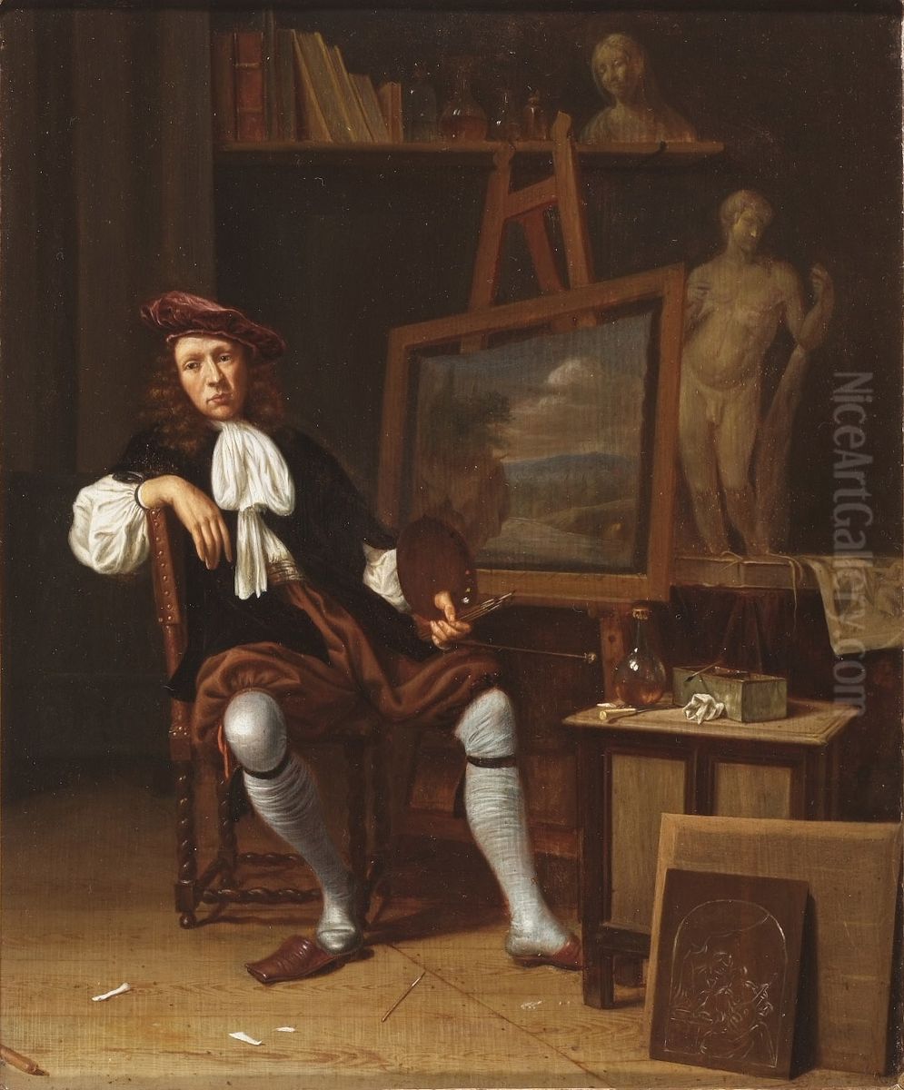 a painter in his Studio Oil Painting by Michiel van Musscher