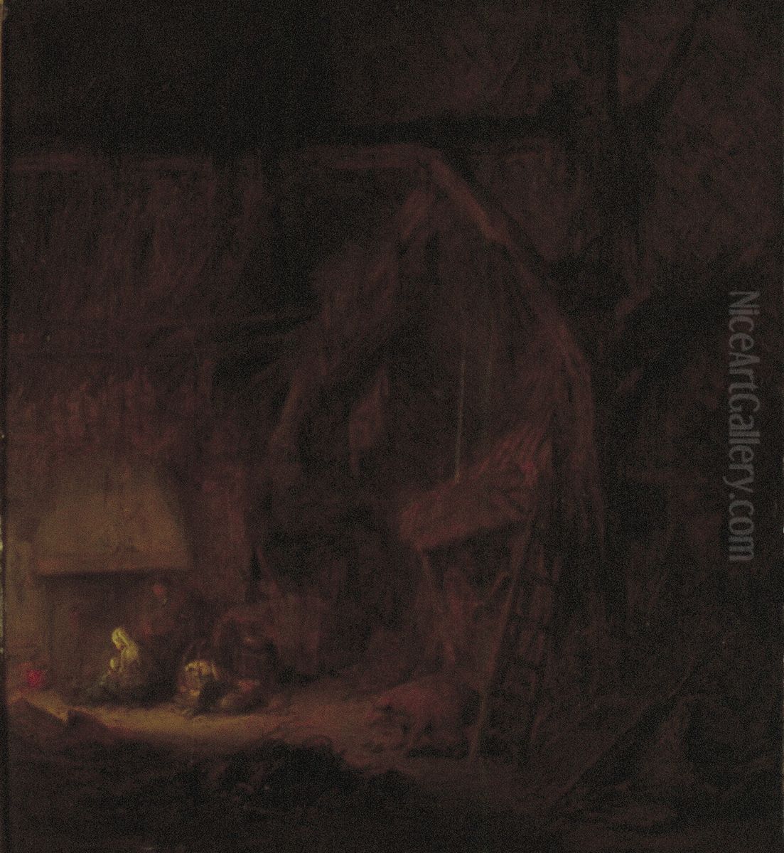 Stalinterieur met boerenfamilie Oil Painting by Adriaen van Ostade