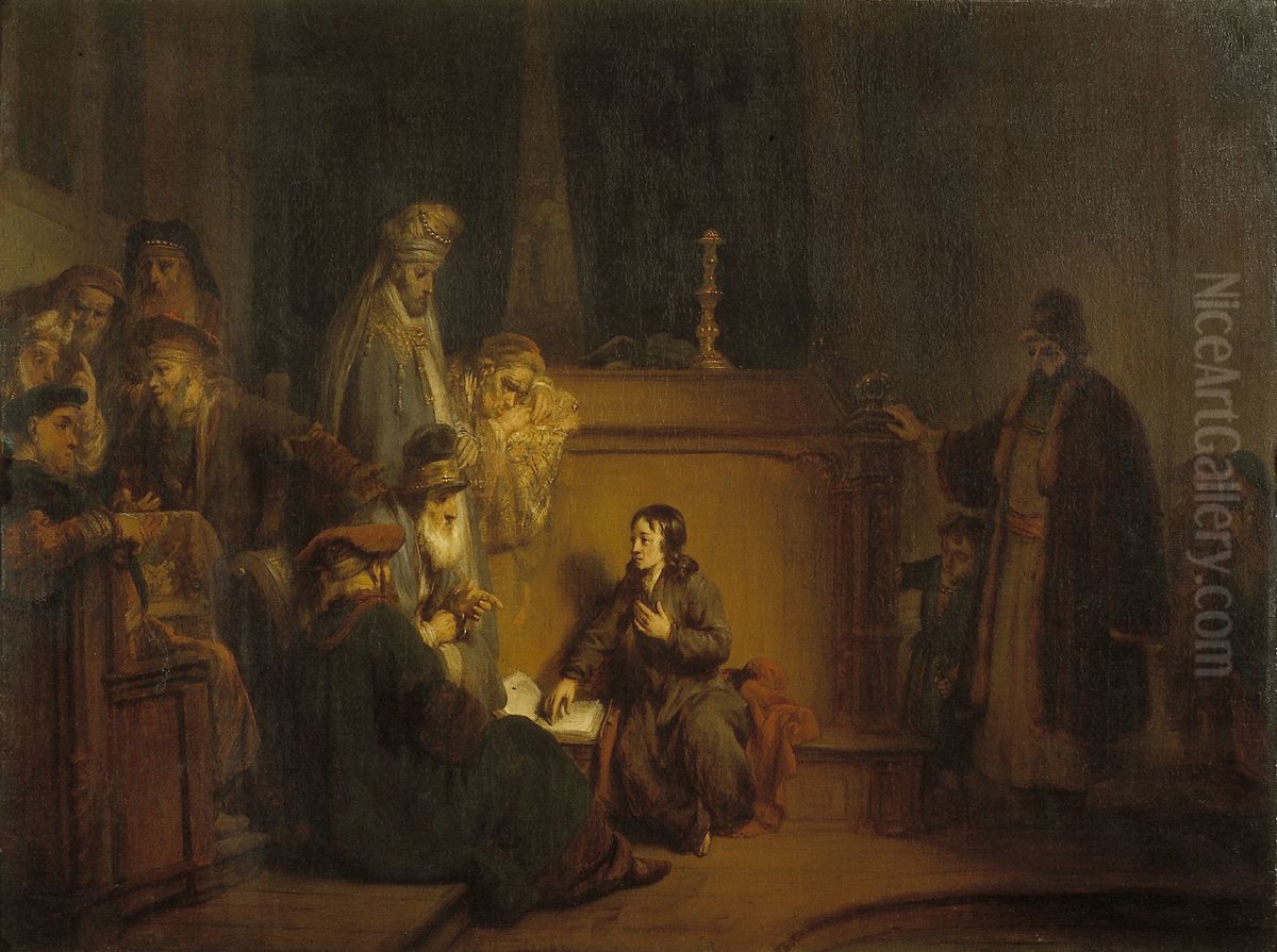 Christus voor de schriftgeleerden Oil Painting by Gerbrand Van Den Eeckhout