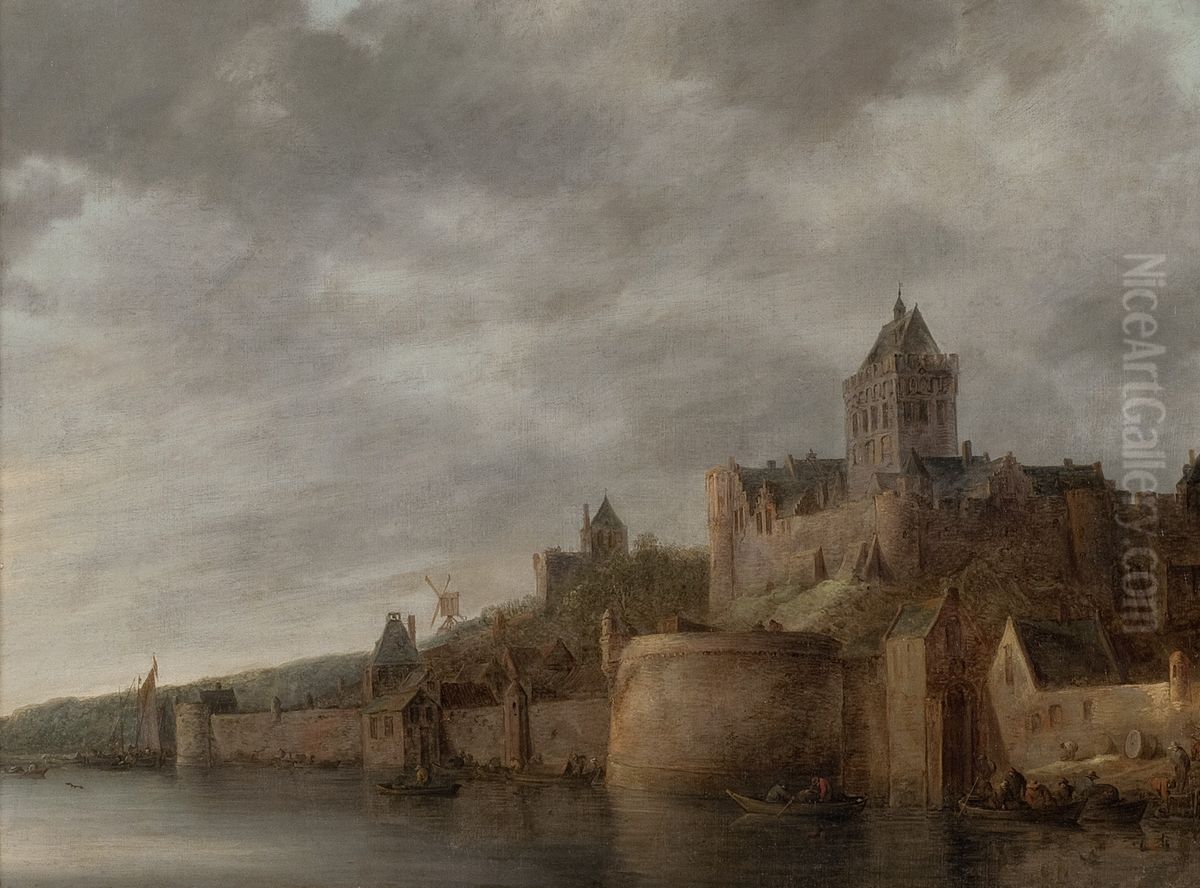 Gezicht op het Valkhof te Nijmegen Oil Painting by Jan van Goyen