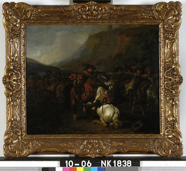 Ruitergevecht Oil Painting by Abraham Van Calraet