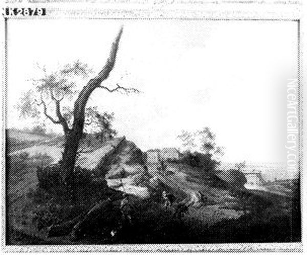 Heuvelig landschap met jagers op een zandweg Oil Painting by Jan Wijnants Heuvelig landschap met jagers op een zandweg Oil Painting by Jan Wijnants
