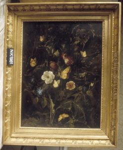 Stilleven met rozen, distels en andere planten