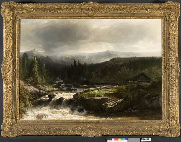 Mountain landscape in Norway Oil Painting by Johannes Warnardus Bilders